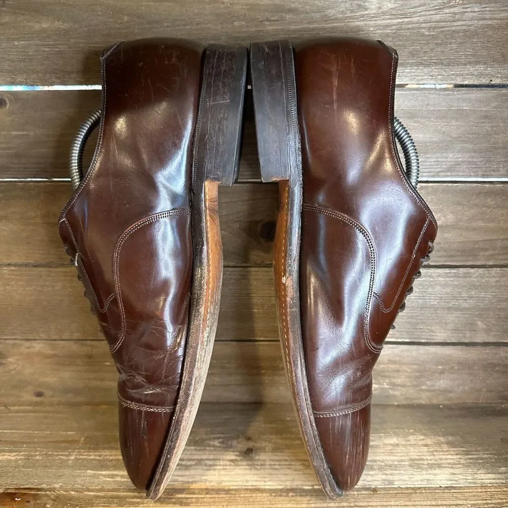 Mens Johnston & Murphy Optima‎ Brown Leather Cap Toe Dress Oxfords Size 11.5 D